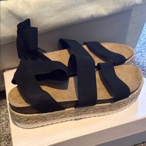 Time and Tru Black Espadrille Sandals